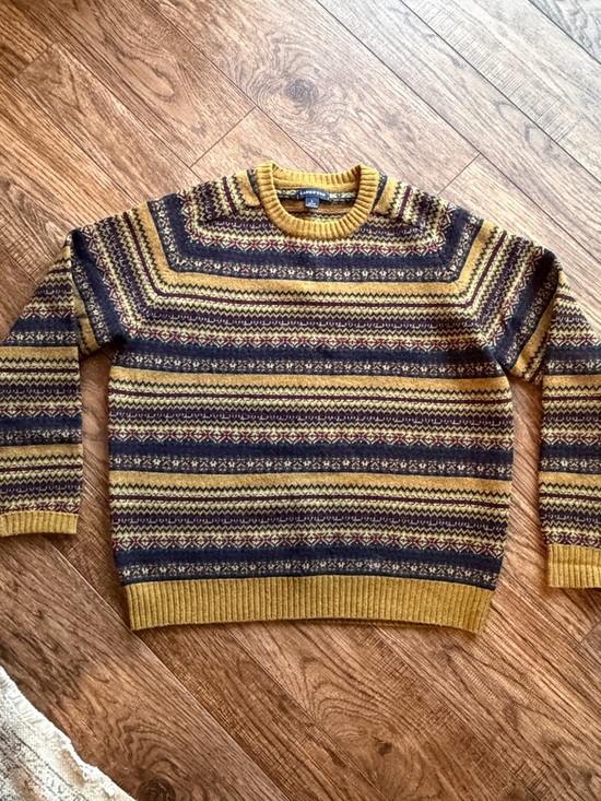 Lands' End Other - Lands' End Men's Mustard and Navy Fair Isle Crewneck Sweater 100% lambswool